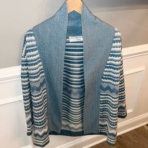 VINTAGE WOOL James Kenrob by Dalton Cardigan Sweater Blue & White Warm Size 14